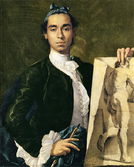 unknow artist Detail of Self-portrait Holding an Academic Study. Spain oil painting art